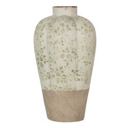 Clayre & Eef Vase Ø 24x38 cm Beige Green Ceramic Flowers