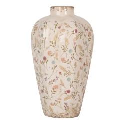 Clayre & Eef Vase Ø 21x34 cm Beige Pink Ceramic Flowers