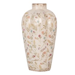 Clayre & Eef Vase Ø 21x34 cm Beige Pink Ceramic Flowers
