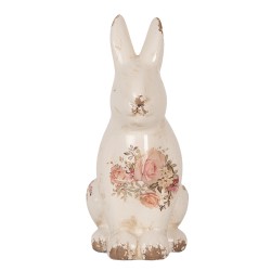 Clayre & Eef Image de décoration Lapin 16x12x28 cm Beige Rose Céramique
