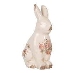 Clayre & Eef Image de décoration Lapin 16x12x28 cm Beige Rose Céramique