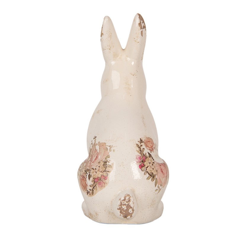 Clayre & Eef Image de décoration Lapin 16x12x28 cm Beige Rose Céramique