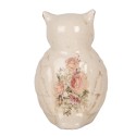 Clayre & Eef Statuetta decorativa Gufo 11x10x17 cm Beige Rosa Ceramica