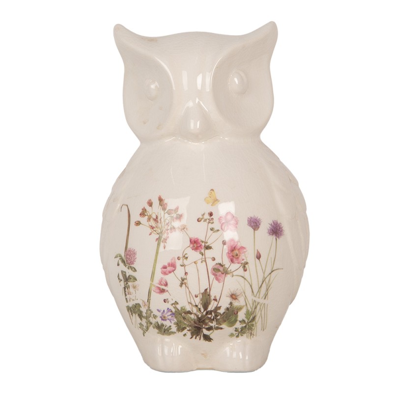 Clayre & Eef Figurine décorative Chouette 13x12x22 cm Beige Rose Céramique
