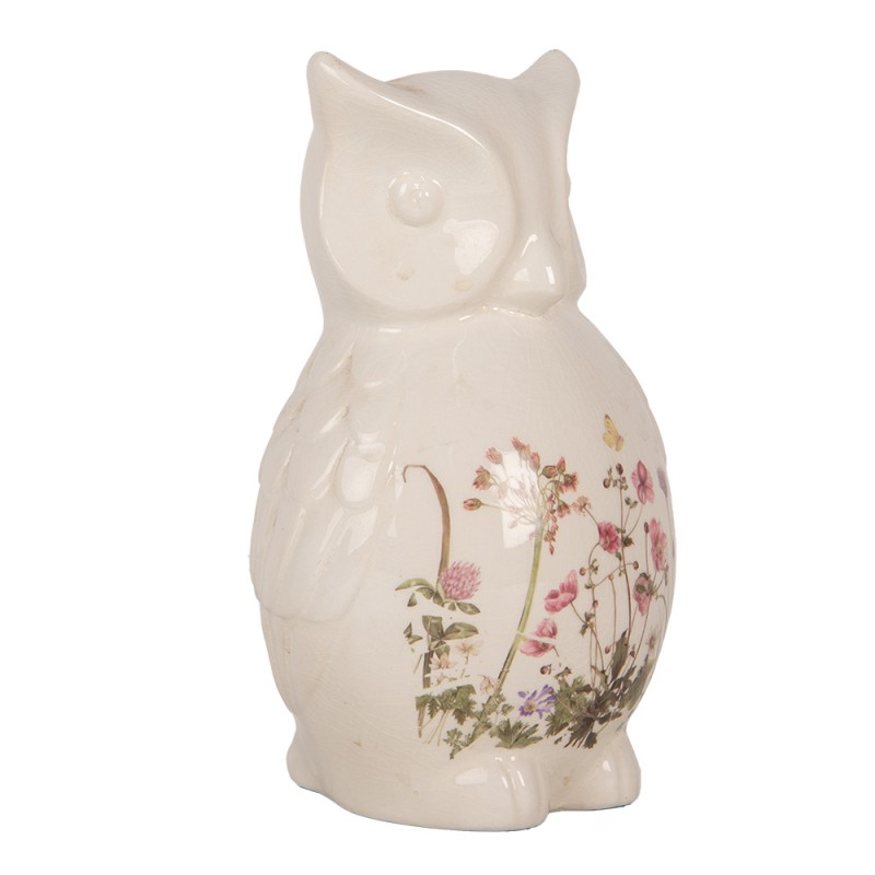 Clayre & Eef Figurine décorative Chouette 13x12x22 cm Beige Rose Céramique