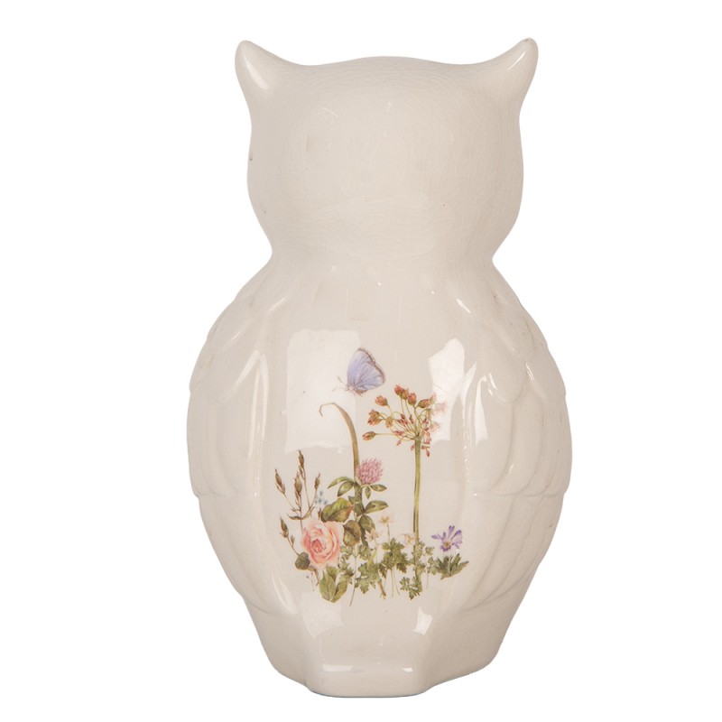 Clayre & Eef Figurine décorative Chouette 13x12x22 cm Beige Rose Céramique