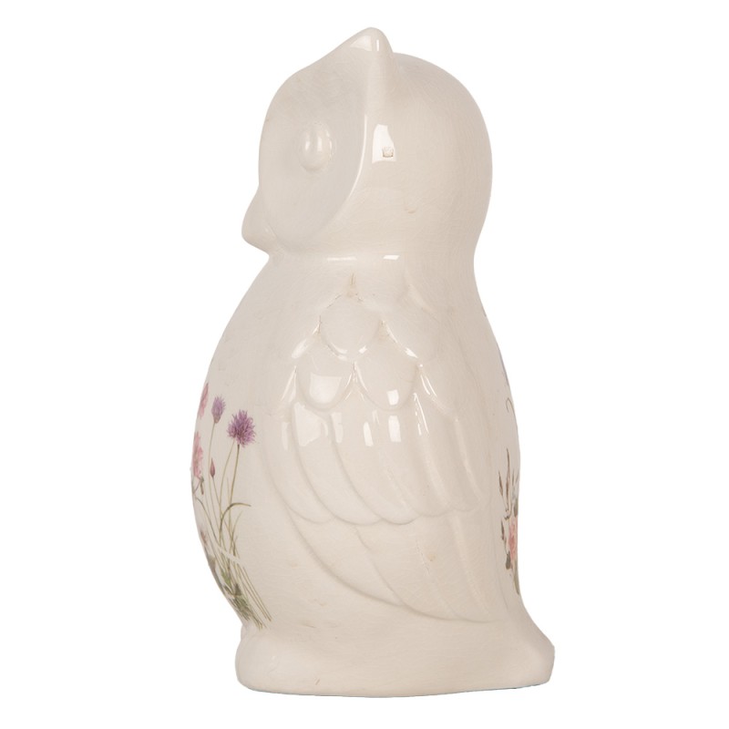 Clayre & Eef Figurine décorative Chouette 13x12x22 cm Beige Rose Céramique