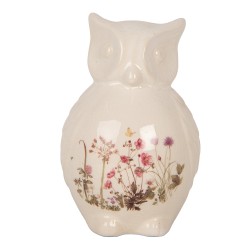 Clayre & Eef Decoratie Beeld Uil 11x10x17 cm Beige Roze Keramiek