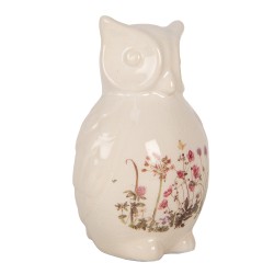 Clayre & Eef Decoratie Beeld Uil 11x10x17 cm Beige Roze Keramiek