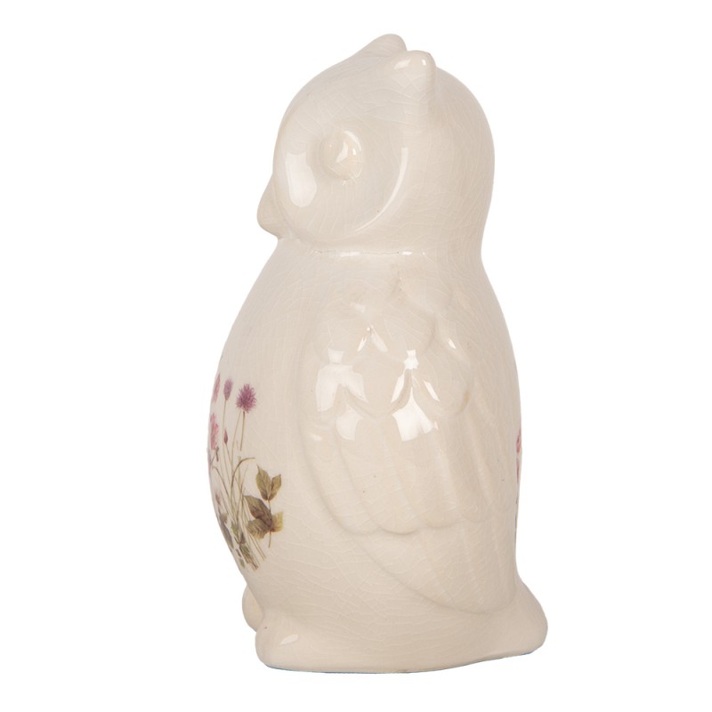 Clayre & Eef Decoratie Beeld Uil 11x10x17 cm Beige Roze Keramiek