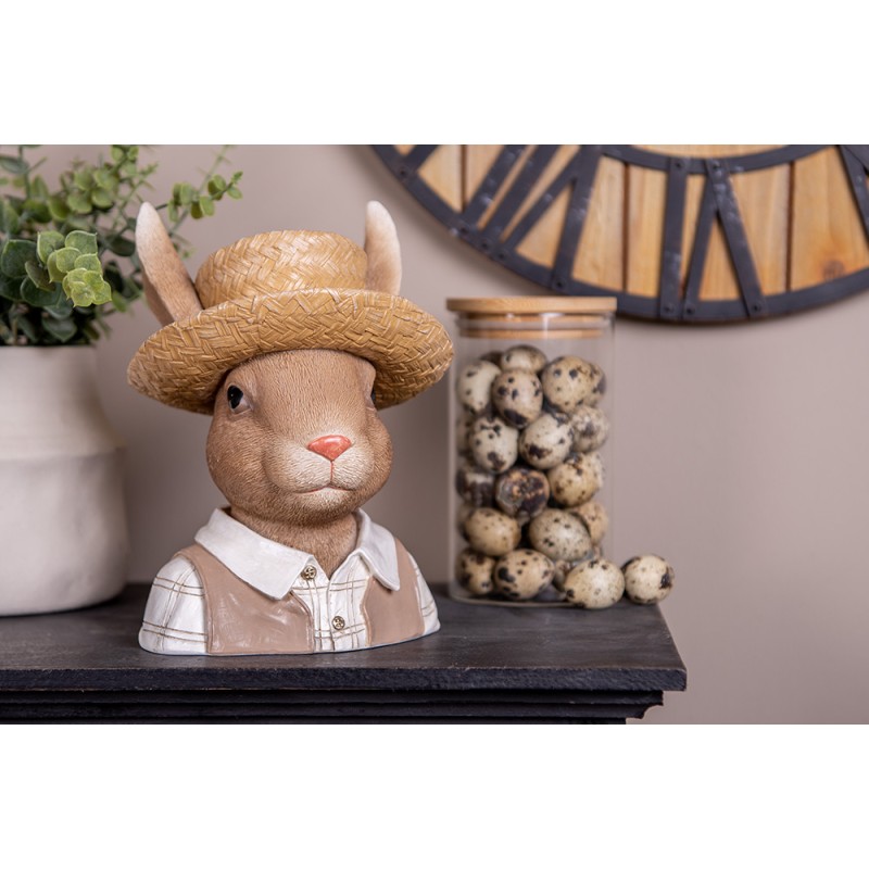 Clayre & Eef Statuetta decorativa Conigli 15x15x25 cm Marrone Plastica