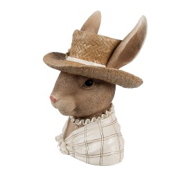 Clayre & Eef Image de décoration Lapin 15x15x21 cm Marron Plastique