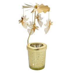Clayre & Eef Portacandela Ø 8x17 cm Color oro Vetro Metallo Angeli