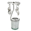 Clayre & Eef Portacandela Ø 8x17 cm Color argento Vetro Metallo Gatti