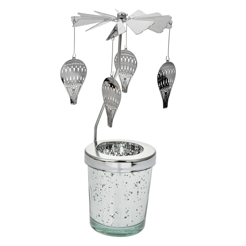 Clayre & Eef Porte-bougie Ø 8x17 cm Couleur argent Verre Métal