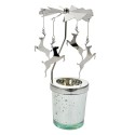 Clayre & Eef Portacandela Ø 8x17 cm Color argento Vetro Metallo Cervi