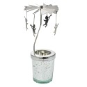 Clayre & Eef Teelichthalter Ø 8x17 cm Silberfarbig Glas Metall Engel