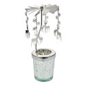 Clayre & Eef Porte-bougie Ø 8x17 cm Couleur argent Verre Métal Cerfs