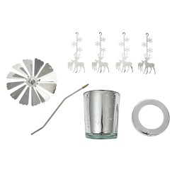 Clayre & Eef Tealight Holder Ø 8x17 cm Silver colored Glass Metal Deer
