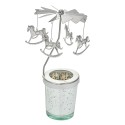 Clayre & Eef Portacandela Ø 8x17 cm Color argento Vetro Metallo Cavallo a dondolo