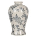Clayre & Eef Vase Ø 19x32 cm Weiß Blau Keramik Blumen