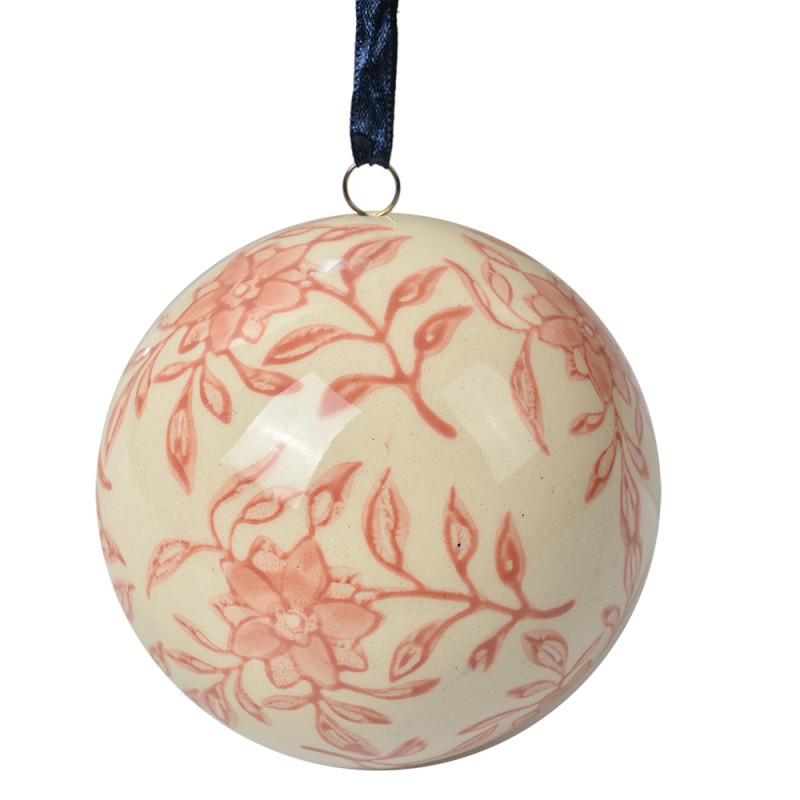 Clayre & Eef Decorative Pendant Ø 8 cm Beige Ceramic Flowers