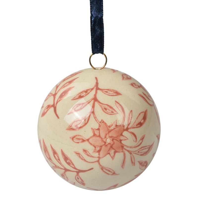 Clayre & Eef Decorative Pendant Ø 6 cm Beige Ceramic Flowers