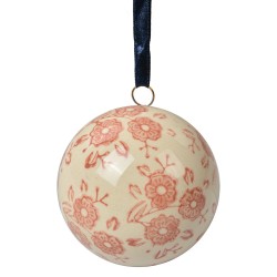 Clayre & Eef Decorative Pendant Ø 6 cm Beige Ceramic Flowers