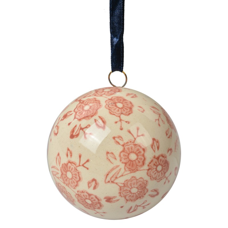 Clayre & Eef Decorazione pendente Ø 6 cm Beige Ceramica Fiori