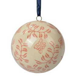 Clayre & Eef Decorative Pendant Ø 8 cm Beige Ceramic Flowers