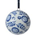 Clayre & Eef Decoratie Hanger Ø 8 cm Wit Blauw Keramiek