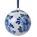 Clayre & Eef Dekoration Hänger Ø 8 cm Weiß Blau Keramik Blumen