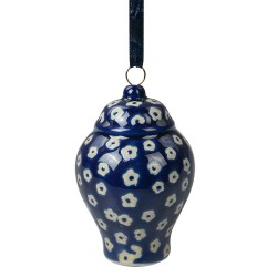 Clayre & Eef Decorative Pendant Ø 5x8 cm Blue Ceramic