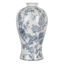 Clayre & Eef Vase Ø 23x42 cm White Blue Ceramic Flowers