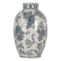 Clayre & Eef Vase Ø 22x36 cm Weiß Blau Keramik Blumen
