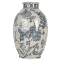 Clayre & Eef Vase Ø 22x36 cm Weiß Blau Keramik Blumen