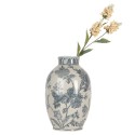 Clayre & Eef Vase Ø 22x36 cm Weiß Blau Keramik Blumen