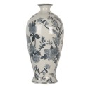 Clayre & Eef Vaas Ø 21x44 cm Wit Blauw Keramiek Bloemen
