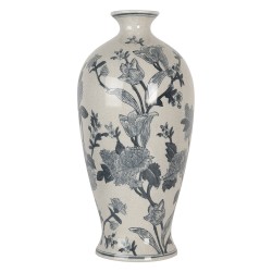 Clayre & Eef Vase Ø 21x44 cm White Blue Ceramic Flowers
