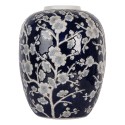 Clayre & Eef Vaso  Ø 24x30 cm Blu Bianco  Ceramica Fiori