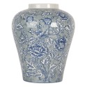 Clayre & Eef Vase Ø 21x26 cm Bleu Céramique Fleurs