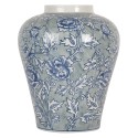 Clayre & Eef Vase Ø 21x26 cm Bleu Céramique Fleurs
