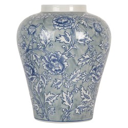 Clayre & Eef Vase Ø 21x26 cm Bleu Céramique Fleurs