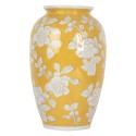 Clayre & Eef Vaso  Ø 17x27 cm Giallo Bianco Ceramica Fiori