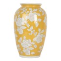 Clayre & Eef Vaso  Ø 17x27 cm Giallo Bianco Ceramica Fiori