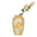 Clayre & Eef Vaso  Ø 17x27 cm Giallo Bianco Ceramica Fiori