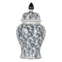 Clayre & Eef Vase avec Couvercle Ø 22x40 cm Blanc Bleu Céramique