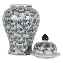 Clayre & Eef Vase avec Couvercle Ø 22x40 cm Blanc Bleu Céramique
