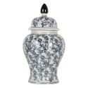 Clayre & Eef Vaas met Deksel Ø 17x32 cm Wit Blauw Keramiek