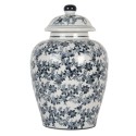 Clayre & Eef Vaso con Coperchio Ø 16x26 cm Bianco Blu  Ceramica